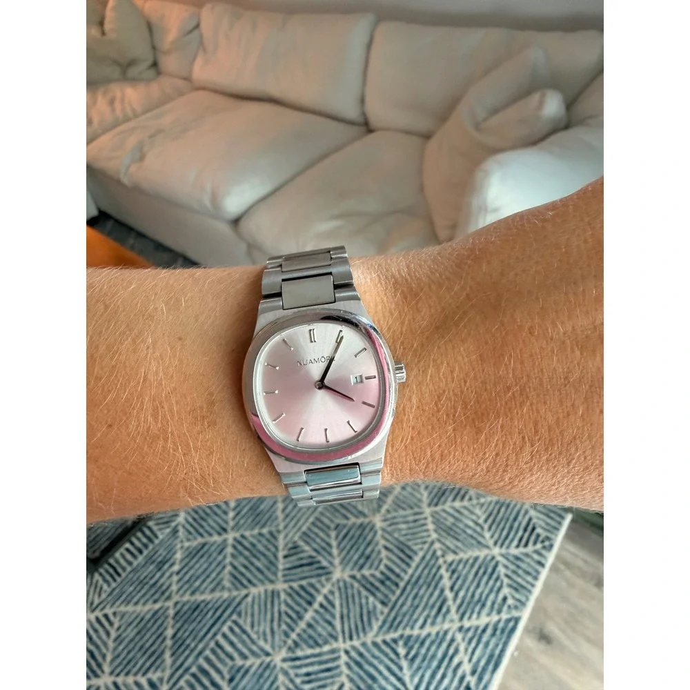 Nuamore Oceana NUA2503 Stainless Steel Watch Silver Sunray Dial Date 5ATM